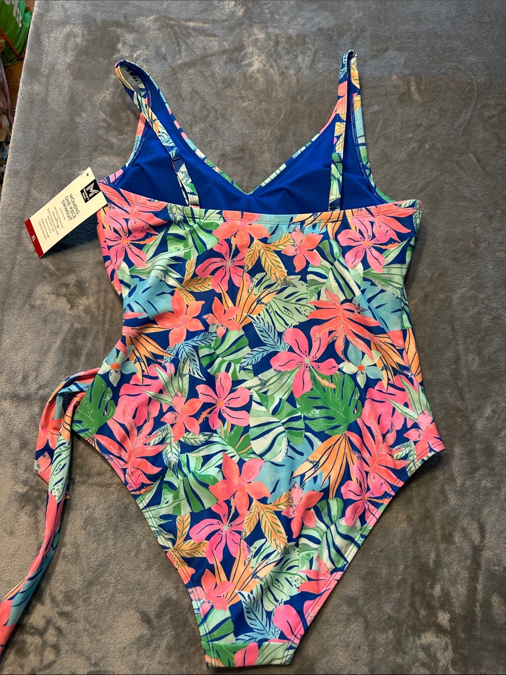 NWTS Members MarkTropical Floral Wrap 1-Piece Swimsuit Sz XL - Picture 6 of 12
